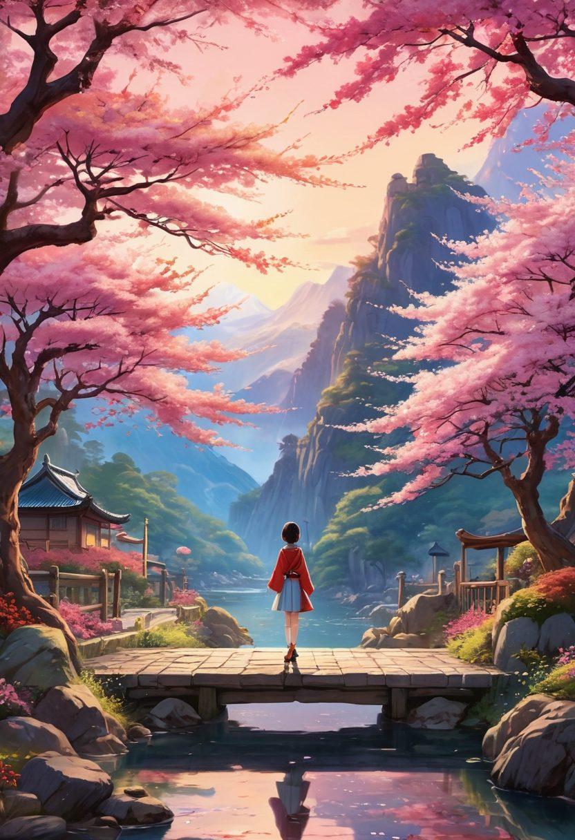 A captivating scene depicting a diverse group of animated characters in a vibrant, fantastical setting, showcasing elements of adult anime culture. The characters should express various emotions while surrounded by colorful and imaginative backdrops that highlight themes of allure and intimacy. Include playful motifs like cherry blossoms and fantasy creatures to enhance the aesthetic. The style should be colorful and semi-realistic, reflecting anime and manga influences. vibrant colors. detailed backgrounds. artistic. fantasy-inspired.